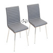 Mason Chair with Swivel in Stainless Steel and Faux Leather Set of 2