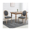 2pc French-Style Linen Backrest Upholstered Dining Accent Chairs, Grey