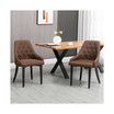 Modern Dining Chairs Set of 2, Button Tufted High Back Side Chairs with Upholstered Seat, Steel Legs for Living Room, Kitchen, Study, Brown