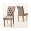 Natalie Roll Top Tufted Linen Fabric Modern Dining Chair, Set of 2