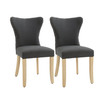 Armless Dining Chairs Set of 2, Modern Accent Chair with Wing Backrest, Linen Upholstery, Nailhead Trim for Living Room, Charcoal Grey