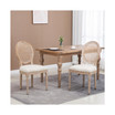 2pc French-Style Rattan Backrest Upholstered Dining Accent Chairs, White