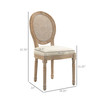 2pc French-Style Rattan Backrest Upholstered Dining Accent Chairs, White