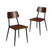 Manhattan Industrial Style Dining Chair With Wood Back And Seat And Steel Frame - Set Of 2