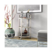 Hause Round Bar Cart with Mirrored Shelf