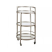 Hause Round Bar Cart with Mirrored Shelf