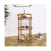 Hause Round Bar Cart with Mirrored Shelf