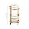 Hause Round Bar Cart with Mirrored Shelf