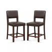 Set of 2 Upholstered PVC Leather Bar Stools 24.5'' Dining Chairs with Back
