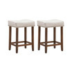 Set of 2 Nailhead Saddle Bar Stools Rubber Wood 24'' Height