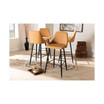 Walter Mid-Century Contemporary Faux Leather Upholstered and Metal 4 Piece Bar Stool Set