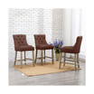 24" Linen Tufted Buttons Upholstered Wingback Counter Stool (Set of 3)