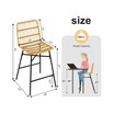 Set of 2 Rattan Bar Stools Counter Height Dining Chairs with Metal Leg