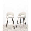 Set of 2 Fabric, Leatherette Bar Stool with Tapered Metal Legs