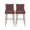 29" Linen Tufted Buttons Upholstered Wingback Bar Stool (Set of 2)