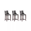 Emperor 19" 3 Piece Beech Wood Faux Leather Upholstered Barstool Set