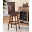 Raleigh 30" Bar Height Swivel Wood Barstool in Chestnut Finish and Kahlua Faux Leather