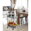 30.75" H Deluxe 2-Tier Metal Oval Mirrored Bar Cart