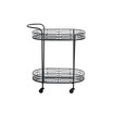 30.75" H Deluxe 2-Tier Metal Oval Mirrored Bar Cart