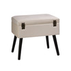 19.7" L Seashell Velvet Upholstered Storage Stool with Black Solid Rubberwood Legs