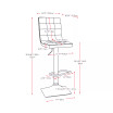 Adjustable Square Tufted Barstool in Bonded Leather, Set of 2