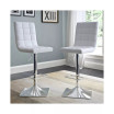 Adjustable Square Tufted Barstool in Bonded Leather, Set of 2