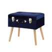 19.7" L Velvet Upholstered Storage Stool with Natural Solid Rubberwood Legs