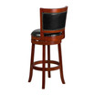 30'' High Cherry Wood Barstool with Open Panel Back and Black LeatherSoft Swivel Seat