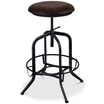 Elena Adjustable Barstool in Industrial Grey Finish with Brown Fabric Seat