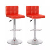 Mid Back Square Panel Adjustable Barstool in Leatherette, Set of 2