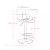 Mid Back Square Panel Adjustable Barstool in Leatherette, Set of 2