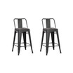 Industrial Metal Barstools with Bucket Back and 4 Legs, Set of 2