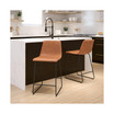 24" Commercial Grade LeatherSoft Counter Height Barstools - Light Brown, Set of 2