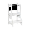 2in1 Kids Kitchen Step Stool Table Chair Set w/ Chalkboard, White