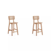 Versailles 2-Piece Ash Wood and Natural Cane Counter Height Bar Stool