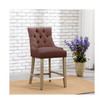 24" Linen Fabric Tufted Buttons Upholstered Wingback Counter Stool