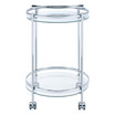Chrissy 31" 2-Tier Round Glass Serving Cart