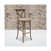 Dark Antique Wood Cross Back Barstool with Cushion