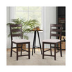 Set of 2 Upholstered Bar Stools 24'' Rubber Wood Dining Chairs with High Back