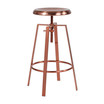 Industrial Style Barstool with Swivel Lift Adjustable Height Seat in Rose Gold Finish