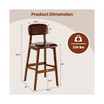 Set of 2 Upholstered PU Bar Stools 29'' Dining Chairs with Rubber Wood Legs