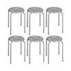 Set of 6 Stackable Metal Stool Set Daisy Backless Round Top Kitchen