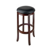 Transitional Walcott Cushion Swivel Seat Bar Stool, Black and Walnut