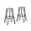 Simeon 26" Metal Counter Height Stool with Wood Seat, Set of 2