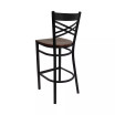 Black ''X'' Back Metal Restaurant Bar Stool with Wood Seat