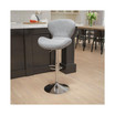 Gray Fabric Adjustable Height Barstool and Chrome Base
