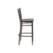 Clear Coated Ladder Back Metal Restaurant Barstool - Walnut Wood Seat