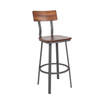 Rustic Walnut Restaurant Barstool with Wood Seat & Back and Gray Powder Coat Frame