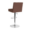 Ravello Contemporary Adjustable Height Barstool with Accent Nail Trim in Brown Fabric