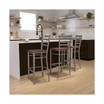 Clear Coated Ladder Back Metal Restaurant Barstool - Cherry Wood Seat